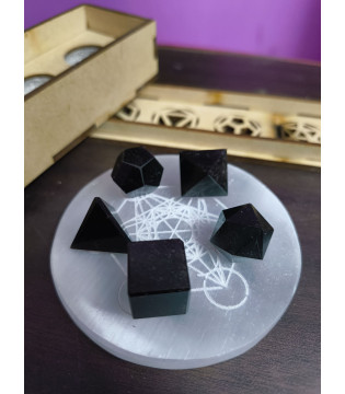 5 Platonic Solids in black onyx