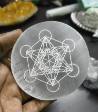 Selenite Metatron Symbol Plate