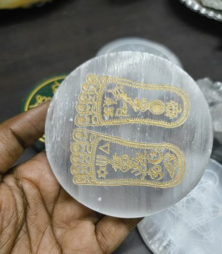 Lakshmi Paadhuka on Selenite Plate